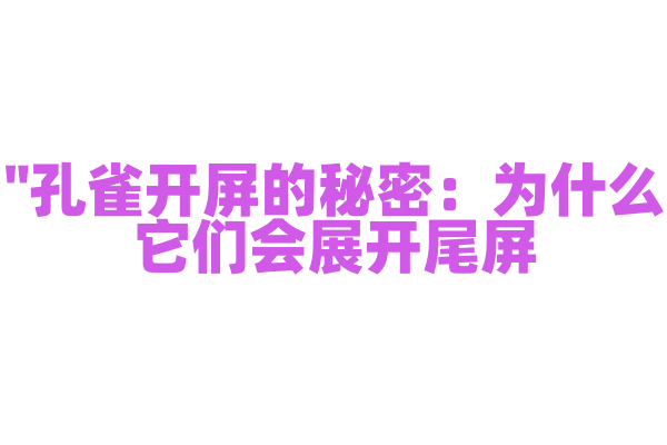"孔雀开屏的秘密：为什么它们会展开尾屏？"